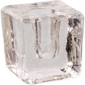 Candle Holder Cube Clear Mini Glass