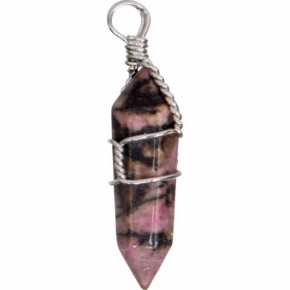 Pendant Wire Wrap Point - Rhodonite