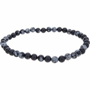 Energy Bracelet Round 4mm Snowflake Obsidian