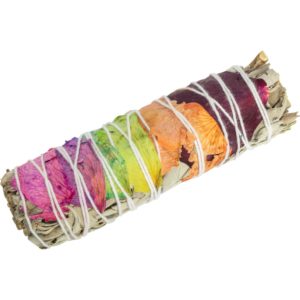 Smudge Stick Mini White Sage w/ Rose Petals - Chakra Bundle