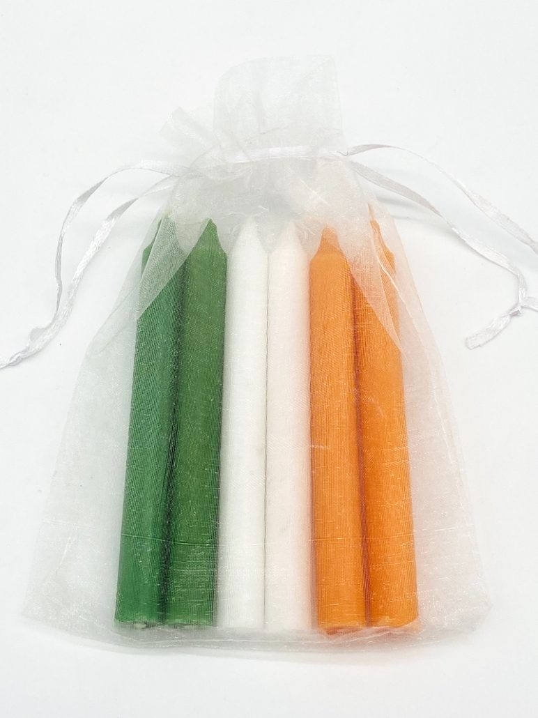 Irish Flag Colors - Ritual Candle and Candle Holder Set